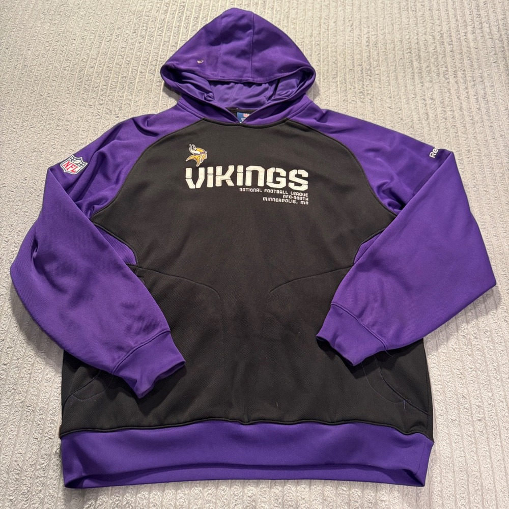 Reebok Minnesota Vikings Shirt Mens Large Purple Polyester NFL Hoodie Gorpcore